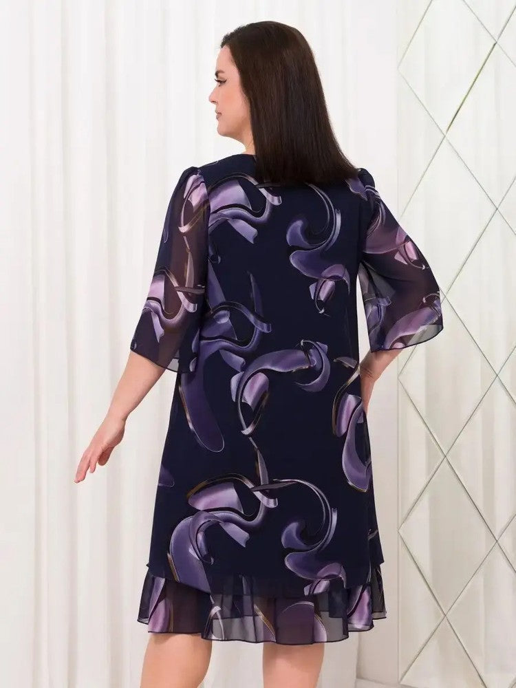 đ 2025-ös Ășj fodros ujjĂș, elegĂĄns mintĂĄs sifon ruhĂĄk
