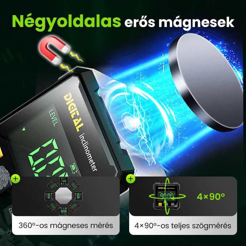 📐 Négyoldalas mágneses digitális szögmérő lézerrel 👷👍