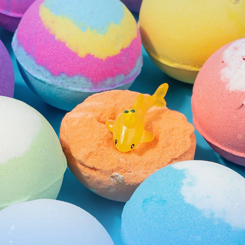 🔥🛁 Természetes fürdőbombák gyerekeknek megabuborékokkal és egy meglepetéssel belül 🥚✨12 db [1 csomag]