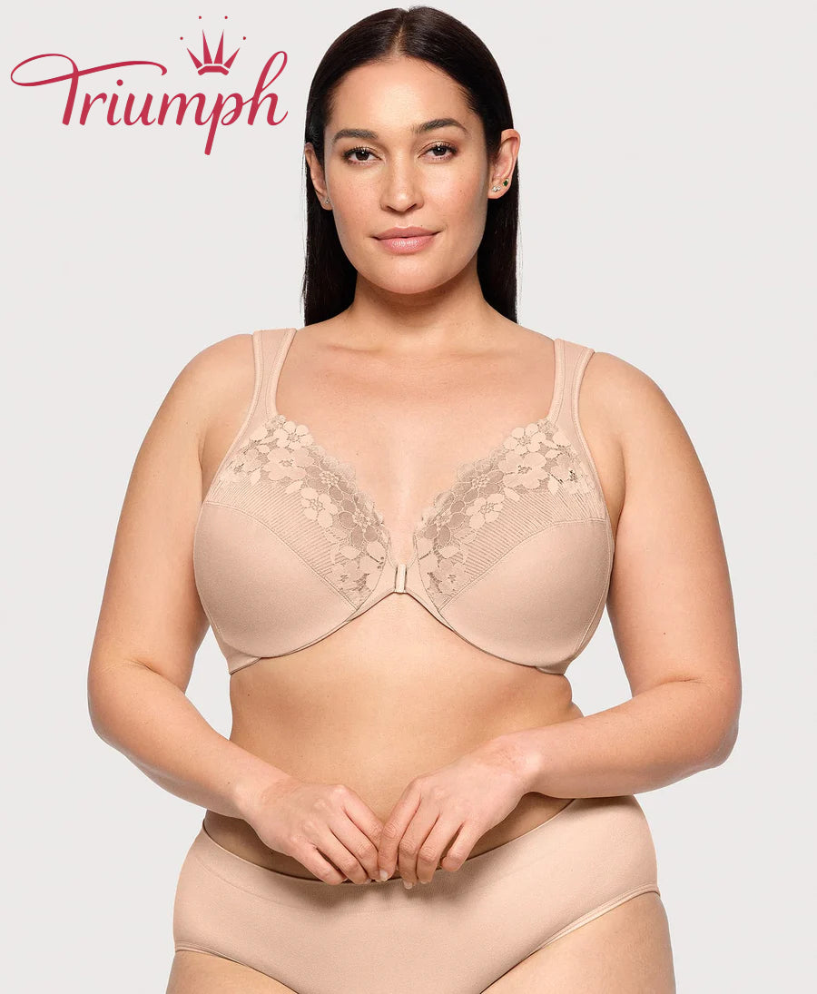 Triumph - (3 db-os) pamut melltartó hímzett csipkével, elöl záródó