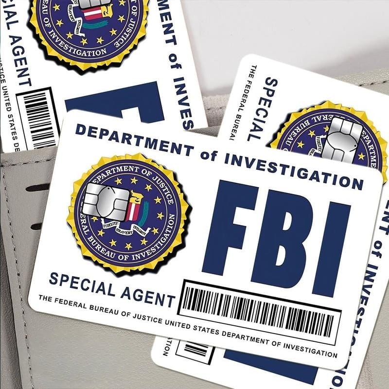 🔥Secret Agent kártyabőr-készlet: FBI/ICE minták • Cosplay és ajándék matricák