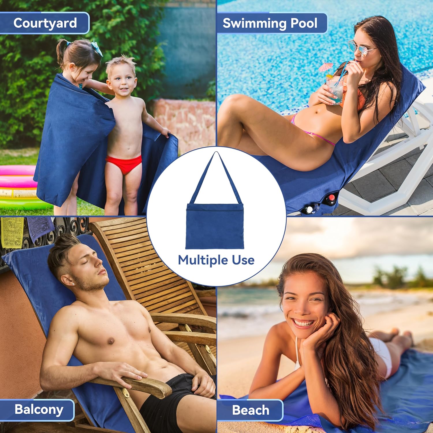 🏖️🌞 Napozótörölköző táskában, tárolózsebekkel💦