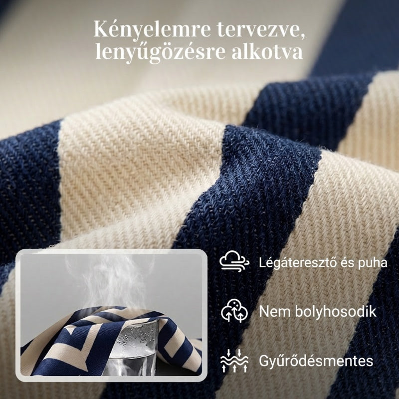 ⏳Időkorlátozott akció⏰Női csíkos póló és széles szárú nadrág 2 részes szett