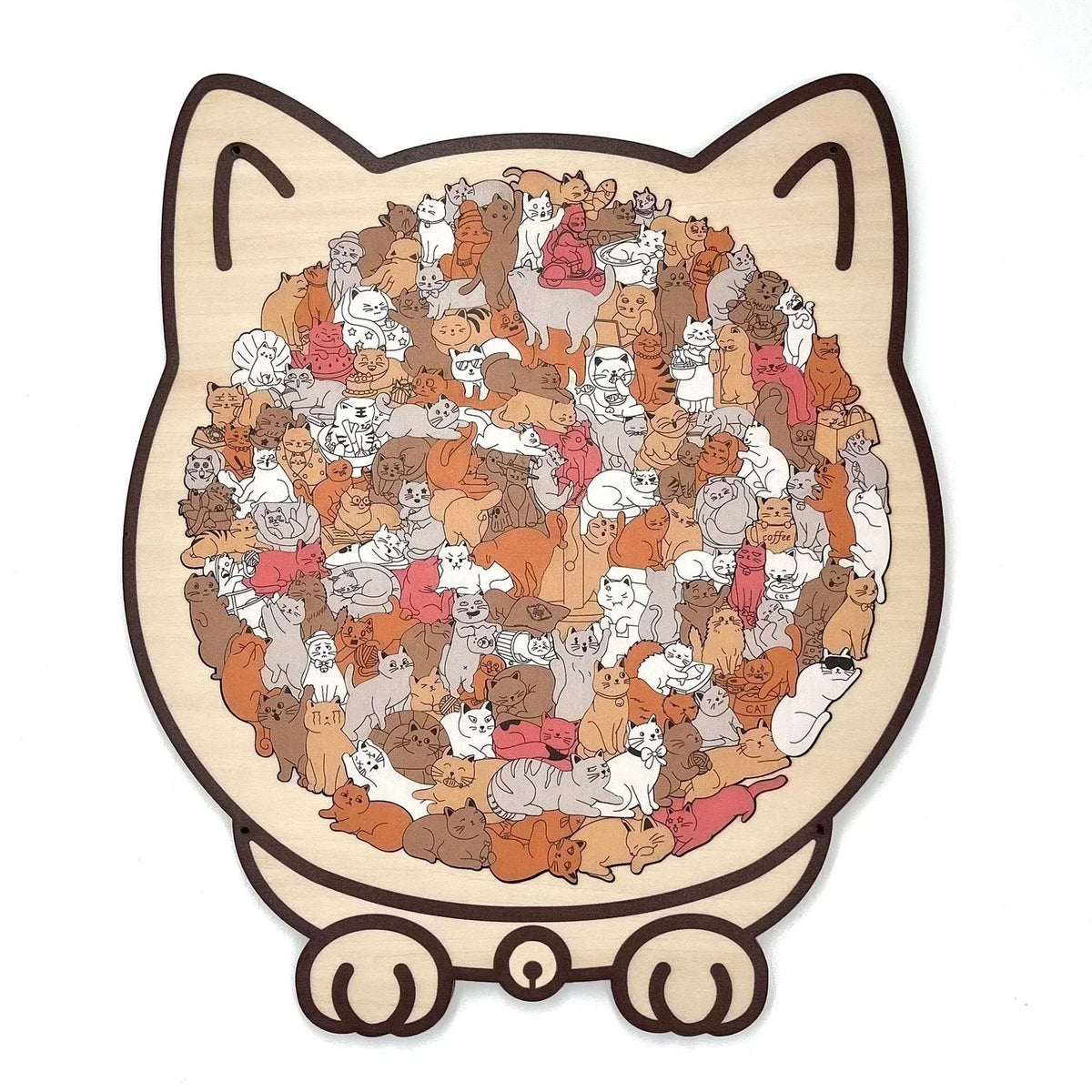 🎅🎄Fából készült macska alakú kirakó, 135 darabos, Morandi színekben🐱🎁
