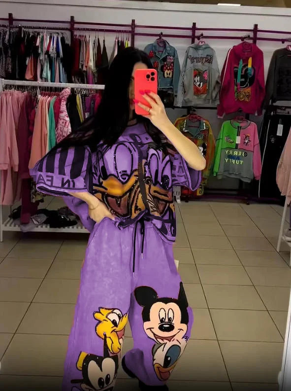 Donald kacsa és Mickey egér témájú felső és nadrág szett