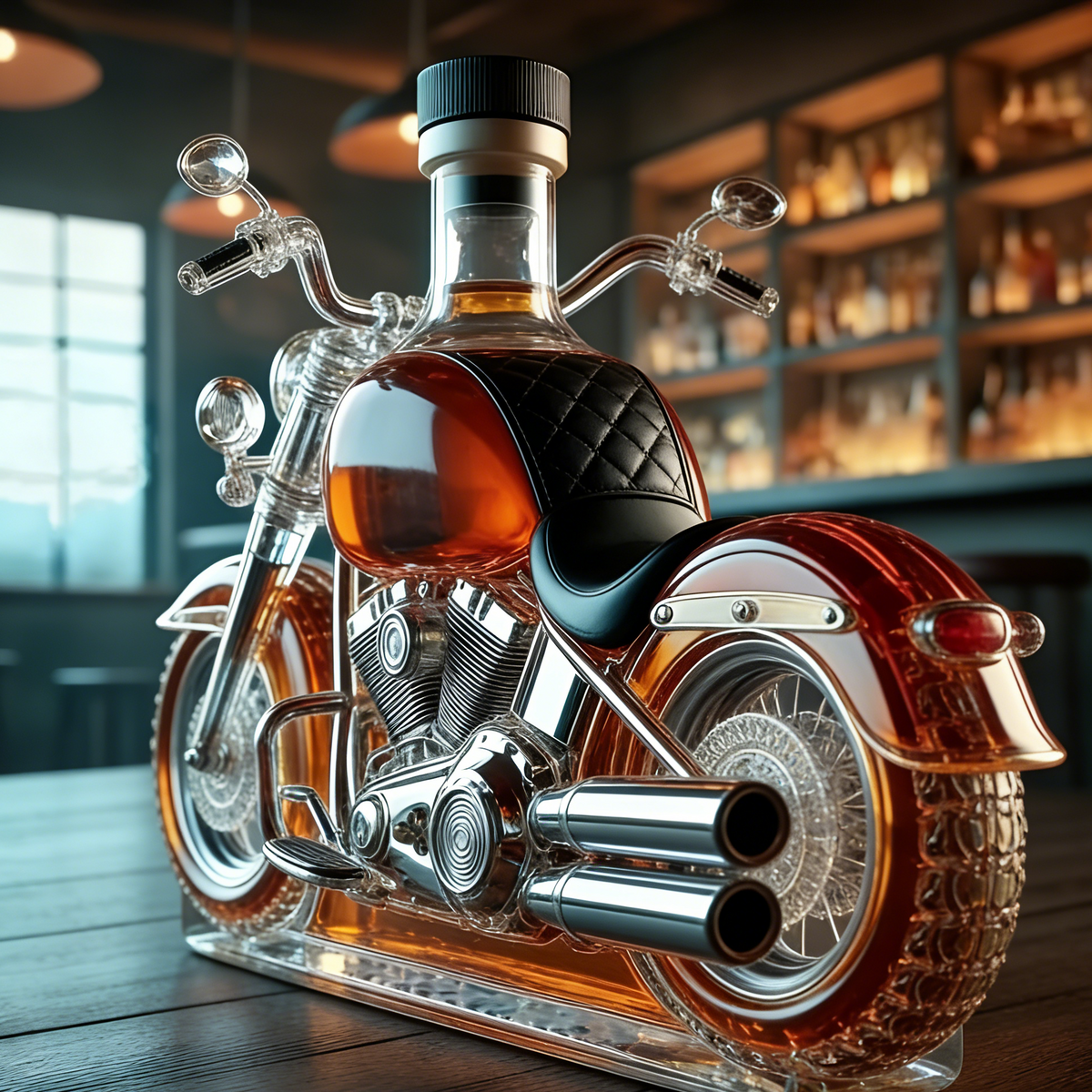 Motorkerékpár whisky dekantáló