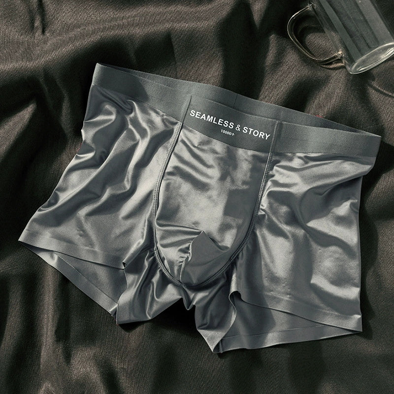 (3 db.) Elegáns Ice Silk Férfi Alsónemű a Mulberry Silk antimikrobiális férfi boxeralsóitól