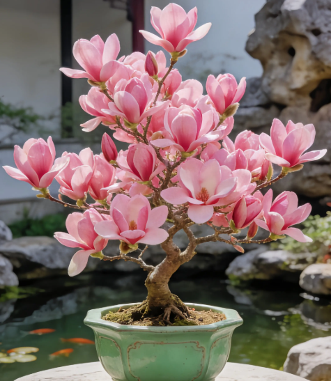 Magnolia liliiflora hagymái (lila orchideák) 🌸 A virágok elrejtik a leveleket, az illat betölti a levegőt