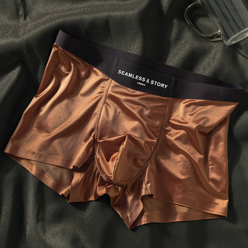 (3 db.) Elegáns Ice Silk Férfi Alsónemű a Mulberry Silk antimikrobiális férfi boxeralsóitól