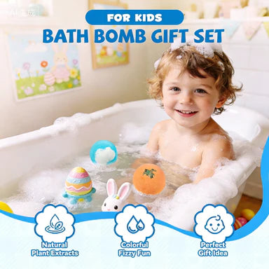 🔥🛁 Természetes fürdőbombák gyerekeknek megabuborékokkal és egy meglepetéssel belül 🥚✨12 db [1 csomag]