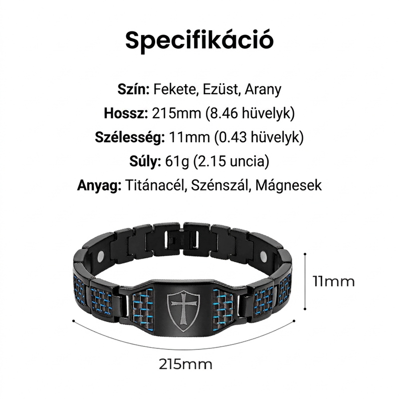 Titánacélból készült mágneses terápiás karkötő férfiaknak