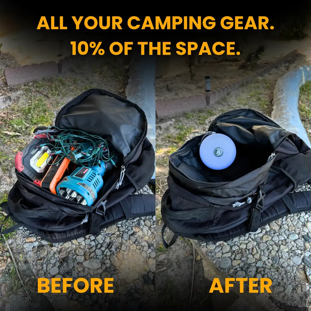 Camp Lamp™💡 10 méteres, kihúzható fényfüzér 🔋 8 órás akkumulátor-üzemidő 🌈 Több színbeállítás ⚙️ Másodpercek alatt beállítható