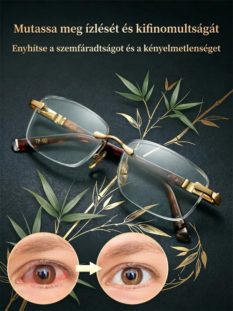 【Kézzel csiszolt】Bambuszlevélzöld természetes összetevős kristály olvasószemüveg