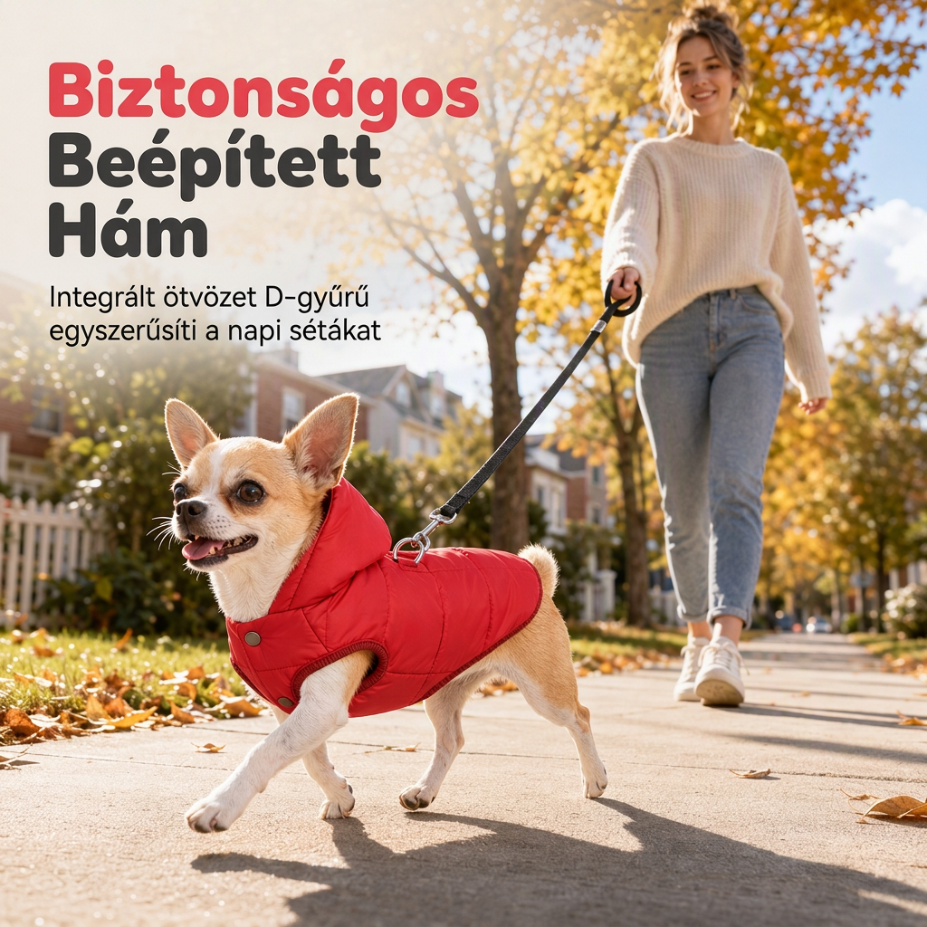 🐾 ✨ Kapucnis kutyakabát – béléses gyapjúval, szélálló 🧥