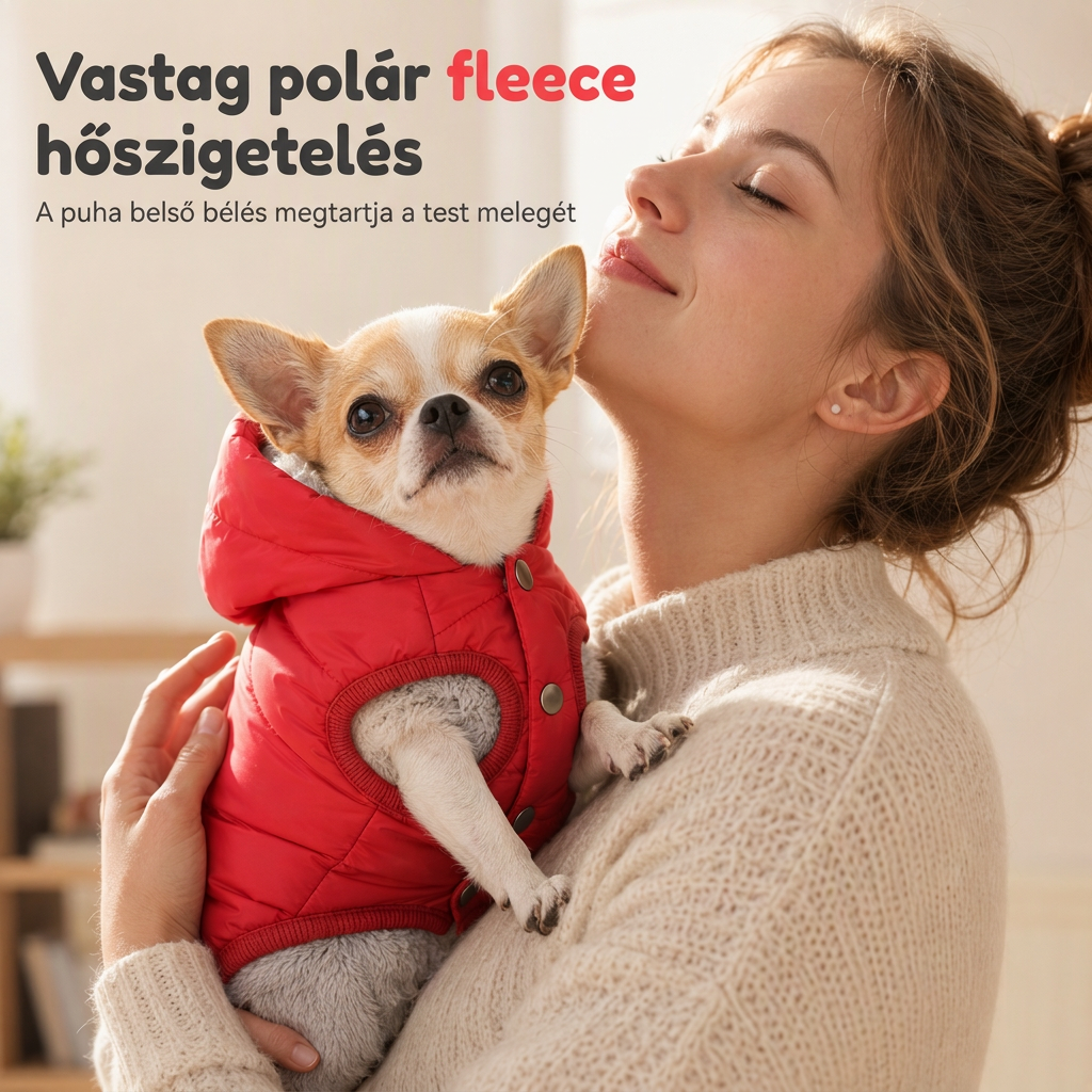 🐾 ✨ Kapucnis kutyakabát – béléses gyapjúval, szélálló 🧥