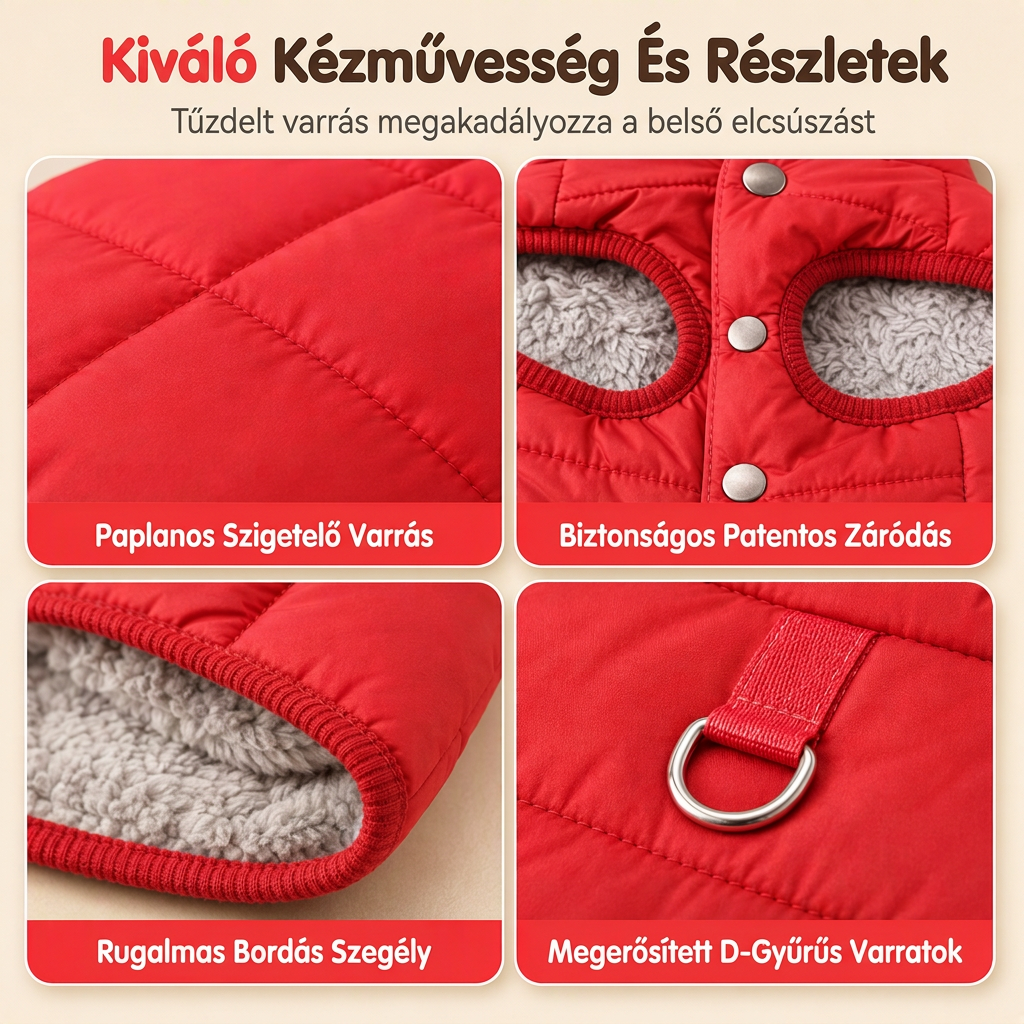 🐾 ✨ Kapucnis kutyakabát – béléses gyapjúval, szélálló 🧥