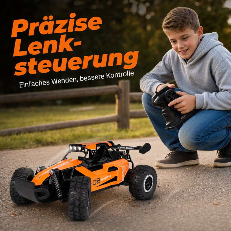 🏎️Nagy sebességű, négykerék-meghajtású RC terepjáró – Erős motor, terepen is könnyen használható✨