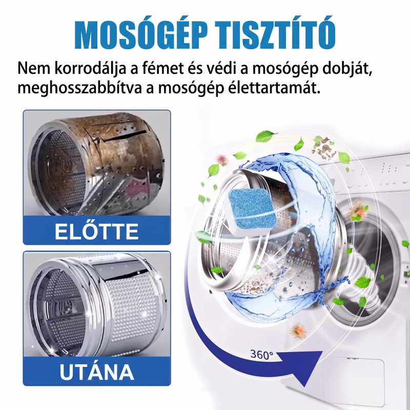 🔥 Mosógép tisztító tabletta – ✨ Mélyreható, fertőtlenítő mosás és zökkenőmentes, friss otthoni környezet 🛡️👕