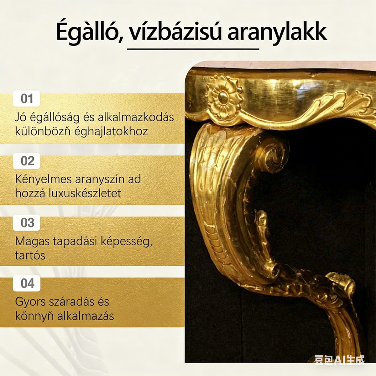 Vízalapú, időjárásálló aranyfesték