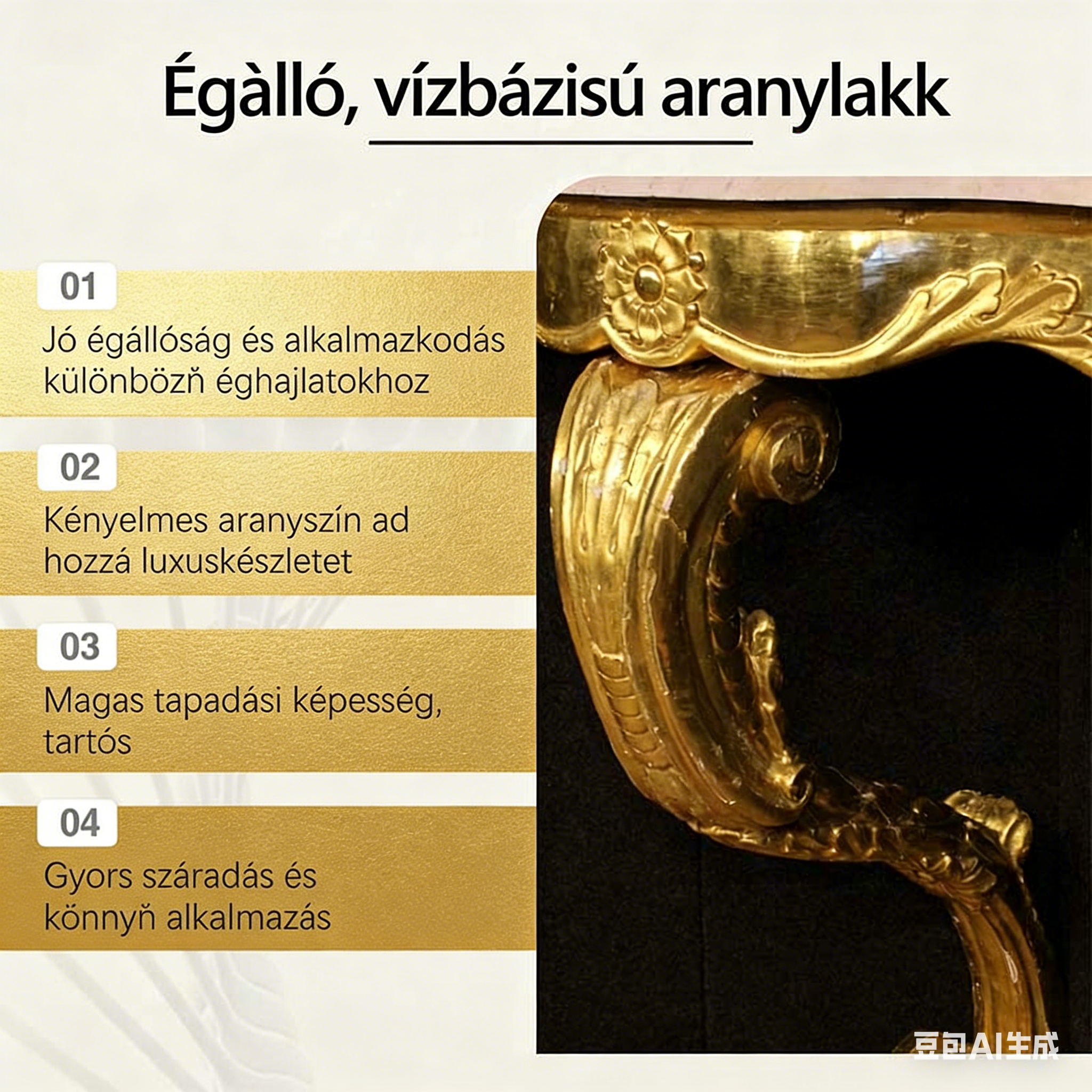 Vízalapú, időjárásálló aranyfesték