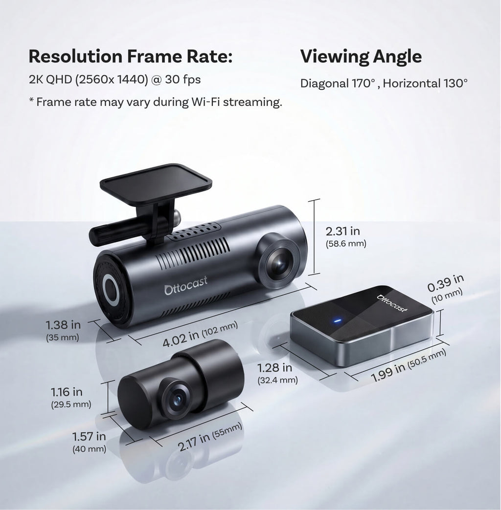 OttoSafe Cam 3 az 1-ben dupla autós kamera és vezeték nélküli CarPlay adapter