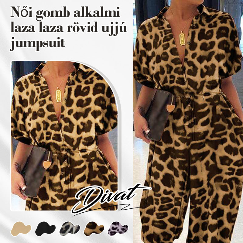 💜✨Női gomb alkalmi laza laza rövid ujjú jumpsuit