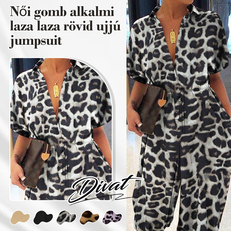 💜✨Női gomb alkalmi laza laza rövid ujjú jumpsuit