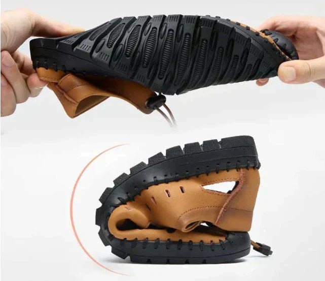 🔥Bőr pilóta szandál körbefutó orral👞