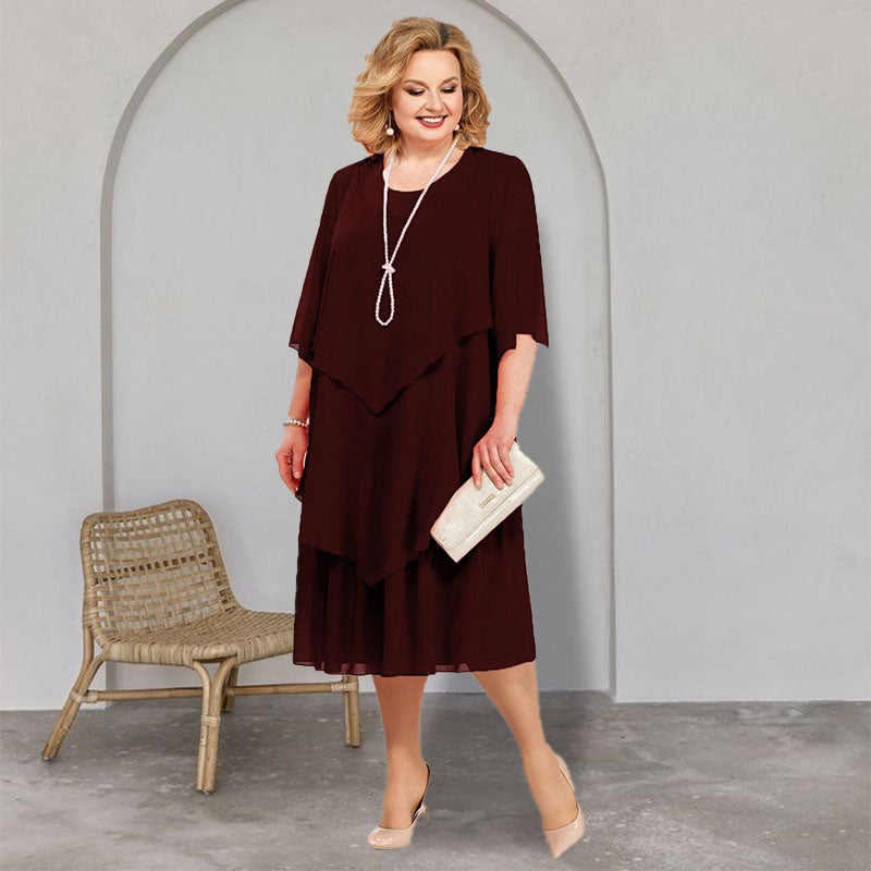 💖Plus Size Réteges Midi Ruha