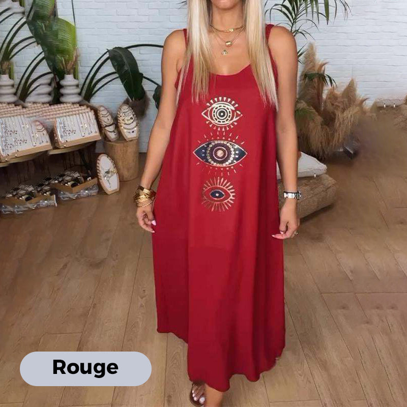 🔥Női hosszú ujjú ruha szemmintával👗