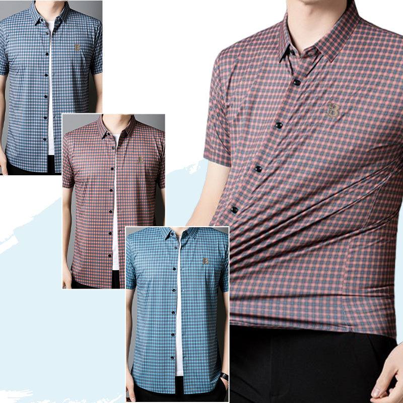 🍃Férfi lezser rövid ujjú kockás ing