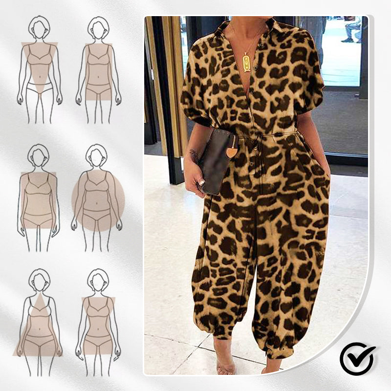 💜✨Női gomb alkalmi laza laza rövid ujjú jumpsuit