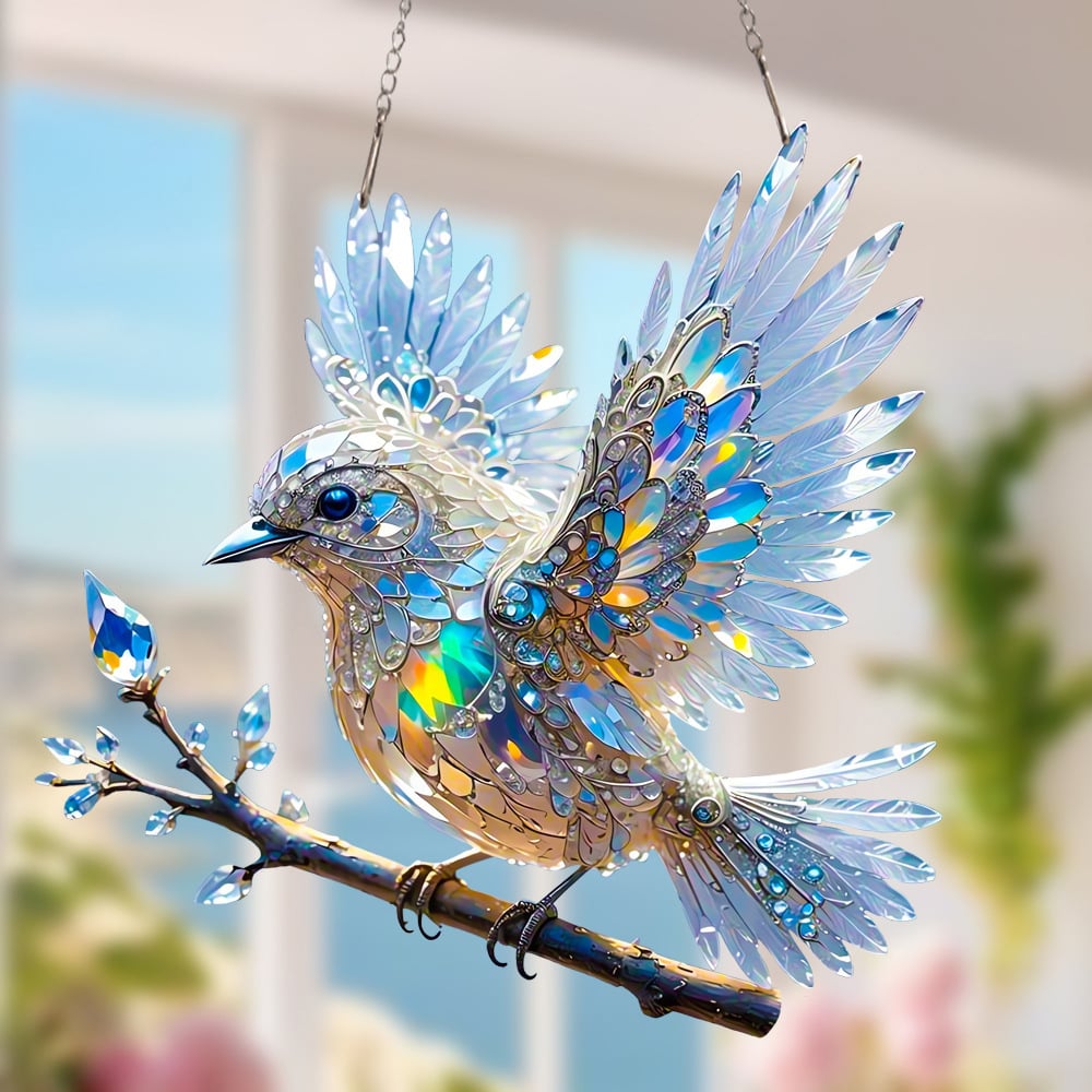 🎁🐦Kristály Égszínkék Madaras Színes Művészeti Ékszerek