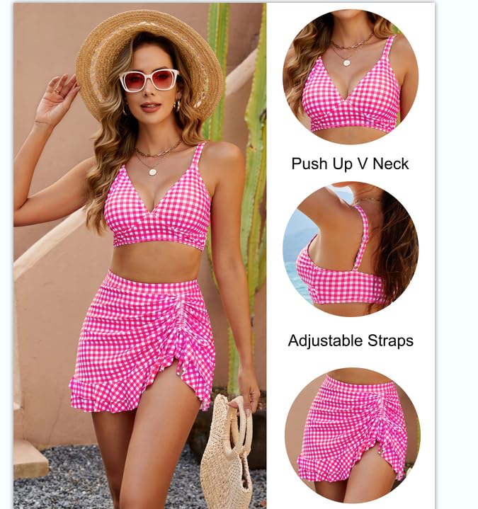 🔥👙Magas derekú bikiniszettek női hasleszorító kockás💖