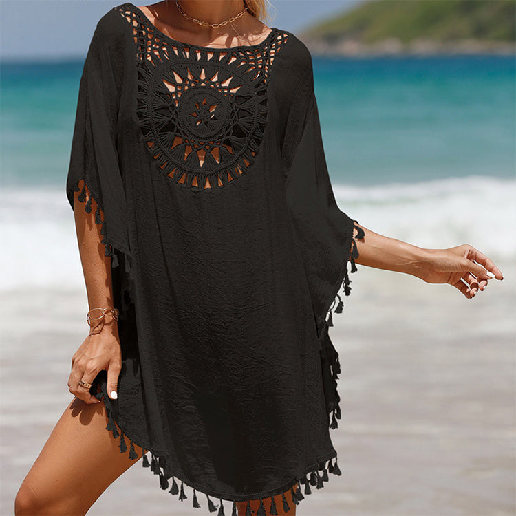 【Alkalmas S-5XL】🏖️Női laza egyszínű egyszínű üreges ki Cover Up
