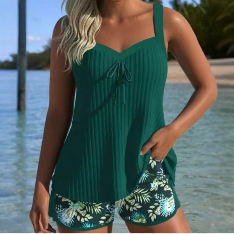 【S-3XL】👙Nyomtatott fürdőruha felső és rövidnadrág szett