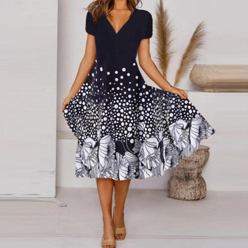 【S-4XL】🌺Női Flowy V-nyakú nyomtatott ruha