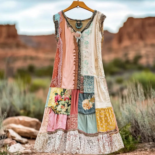 🔥 Vintage virágmintás ujjatlan ruha nőknek 🍃👗