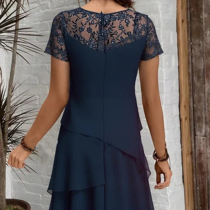 💖 [S-3XL] 👗✨️ Női Réteges Háló A-vonalú Midi Ruha