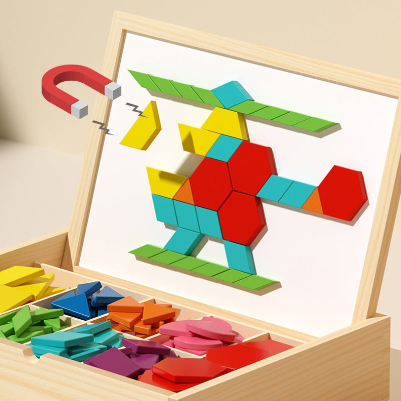 🎁 A tökéletes ajándék! Mágneses fa puzzle készlet mágneses mintákkal 🧠🧩