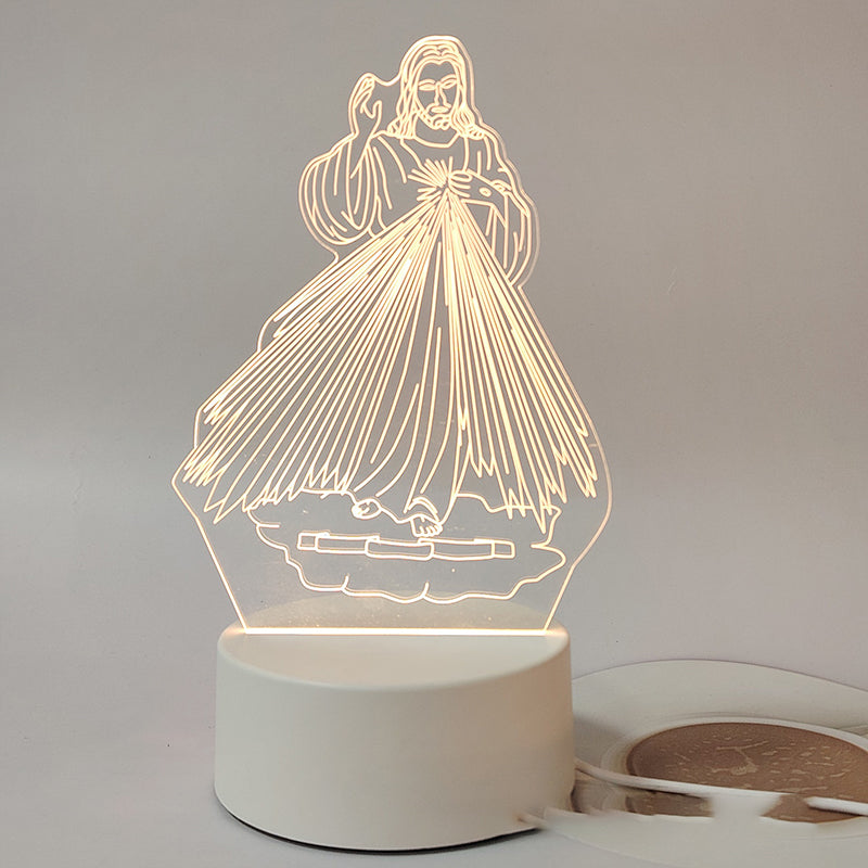 🌙 Béke és hit egyetlen fényben – 3D éjjeli lámpa Jézussal