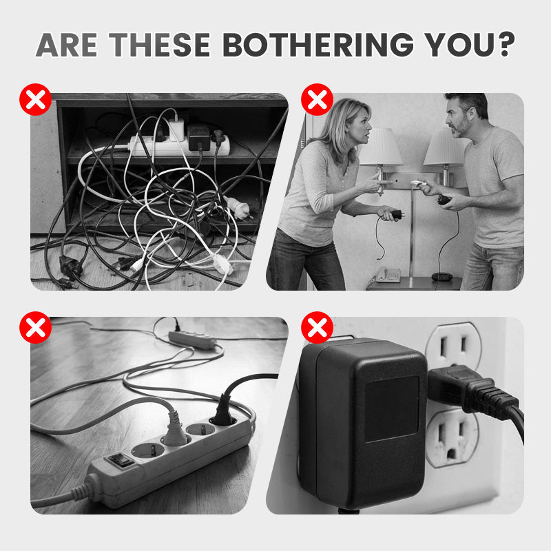 ⚡Okos tápkábeles kiegészítő USB-portokkal (EU dugó)
