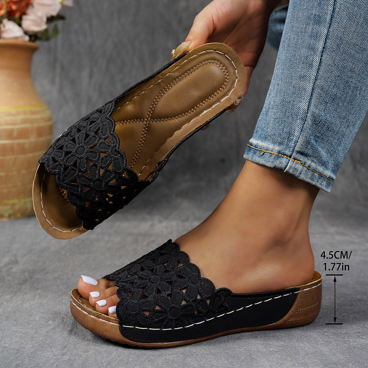 🌸 Lélegző, ortopédiai papucs nőknek nyitott orral, puha párnázással és boltozati támasztással | Egész napos kényelem, talpi fájdalomcsillapítás 👣✨